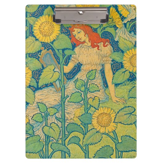 Blume Kinderfrau im Sonnenblumengarten Klemmbrett (Vorderseite)