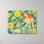 Blume Kinderfrau im Sonnenblumengarten Leinwanddruck (Vorderseite)