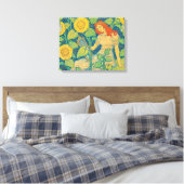 Blume Kinderfrau im Sonnenblumengarten Leinwanddruck (Insitu (Schlafzimmer))