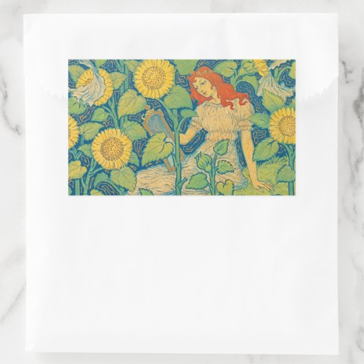 Blume Kinderfrau im Sonnenblumengarten Rechteckiger Aufkleber (Tasche)