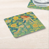 Blume Kinderfrau im Sonnenblumengarten Rechteckiger Pappuntersetzer (angewinkelt)