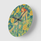 Blume Kinderfrau im Sonnenblumengarten Runde Wanduhr (Winkel)