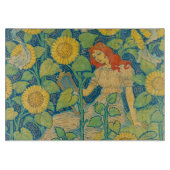Blume Kinderfrau im Sonnenblumengarten Schneidebrett (Vorderseite)