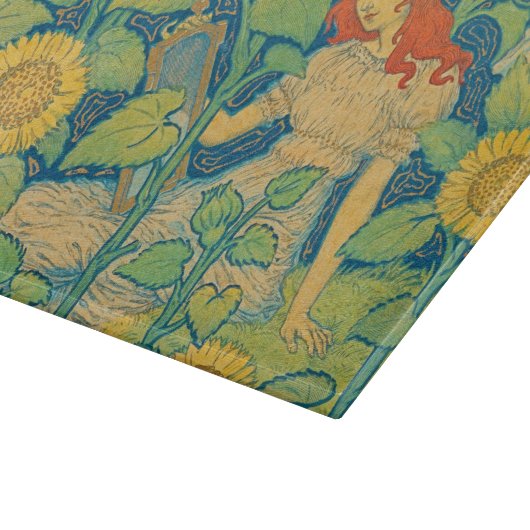 Blume Kinderfrau im Sonnenblumengarten Schneidebrett (Ecke)