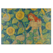 Blume Kinderfrau im Sonnenblumengarten Schneidebrett (Vorderseite)