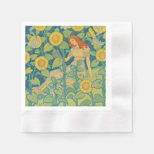 Blume Kinderfrau im Sonnenblumengarten Serviette (Vorderseite)
