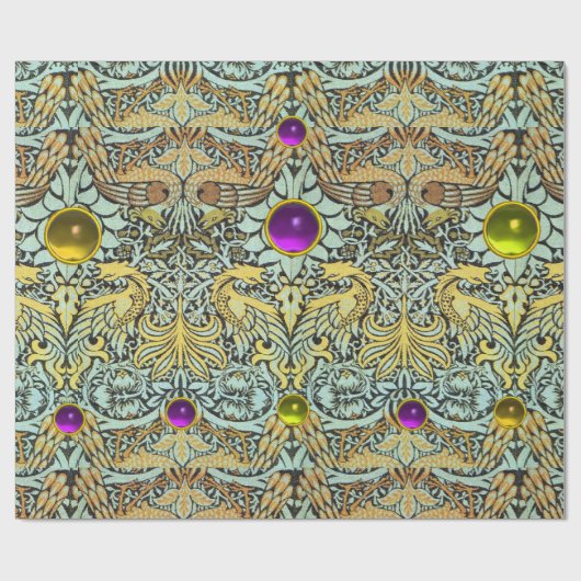 BLUME, KLEIDUNGEN, DRACHEN, LILA GELBSTONEN GESCHENKPAPIER (Flach)