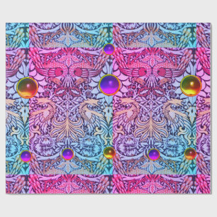 BLUME, KLEINEN, ZEICHEN, LILA GELBE GEMS. GESCHENKPAPIER