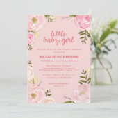 Blume Kleines Mädchen Babydusche Einladungen (Stehend Vorderseite)