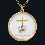 *~* Blume Kommunion AP35 Christliche Bestätigung Vergoldete Kette<br><div class="desc">( Suche nach AP35 für ähnliche Entwürfe und AP40 )) Blume Floral Bouquet von Blume am Fuß eines rustikalen schlichten Gold Jesus Cross. Entfernen, Ändern und Ändern von gewollt und beliebig vielen Elementen. Konvertieren Sie das Design für jeden guten Sehzweck, den Sie will. Übertragen Sie es auf jedes von Ihnen...</div>