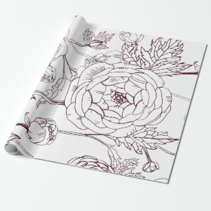 Blume Kontur Wrapping Paper   Luxuriöse Hochzeiten Geschenkpapier