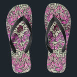 BLUME, KOPFKÜCHE UND DRACHEN, rosa Schwarz-weiß Badesandalen<br><div class="desc">Farbiges,  elegantes und klassisches Blumendesign mit Wirbel,  Pfau-,  Vogel- und Drachenfiguren in rosa,  Schwarz-weiße Fuchsienviolett lila Farben,  die aus Vintagem Textilgewebe erarbeitet wurden</div>