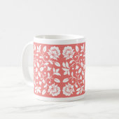 Blume Korallen und Weiß Kaffeetasse (Vorderseite Links)