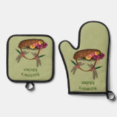 Blume-Korb für Libellen Personalisiert Ofenhandschuh & Topflappen-Set (Vorderseite)