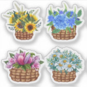 Blume-Körbe Stickers Aufkleber (Vorderseite)