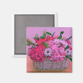 Blume Korbmalerei Magnet (Vorderseite/Rückseite)