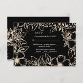 Blume Krangerrahmen elegante Hochzeitsschwarz UAWG RSVP Karte (Vorne/Hinten)