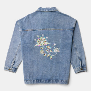 Blume Kristall Brooch Pastellpink weiß aquamarin Jeansjacke