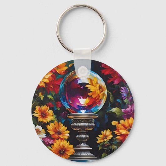 Blume Kristallkugel Schlüsselanhänger (Vorderseite)