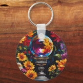 Blume Kristallkugel Schlüsselanhänger (Rückseite)