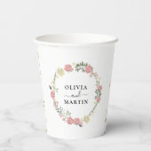 Blume Kronen-Script-Elegancy-Hochzeitspapier-Grupp Pappbecher (Rückseite)