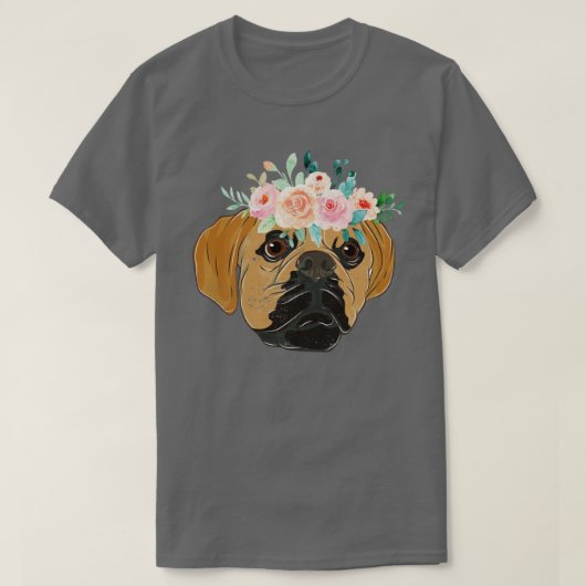 Blume Kronhundebesitzer Blumenhunde Zucht Puggle T-Shirt (Design vorne)