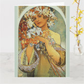 Blume, Kunst Alphonse Mucha Geburtstag Karte (Gelbe Blume)
