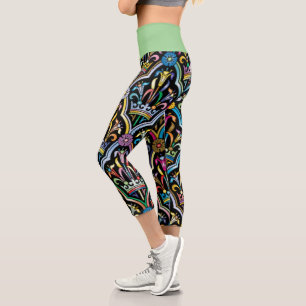 Blume Kunst und Grün Capri Leggings