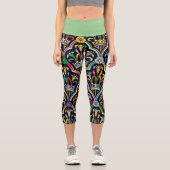 Blume Kunst und Grün Capri Leggings (Vorderseite)