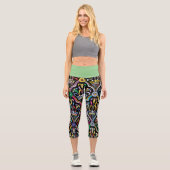 Blume Kunst und Grün Capri Leggings (Vorderseite)