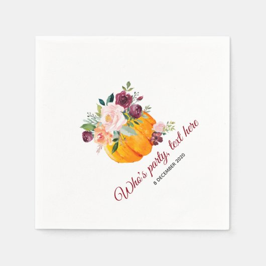 Blume, Kürbis, Cocktail Fall Papa Napkins Serviette (Vorderseite)