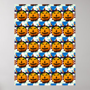 Blume Kürbis und Hexen Poster