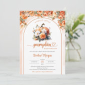 Blume Kürbisfallmädchen in Aquarellfarbe Einladung (Stehend Vorderseite)
