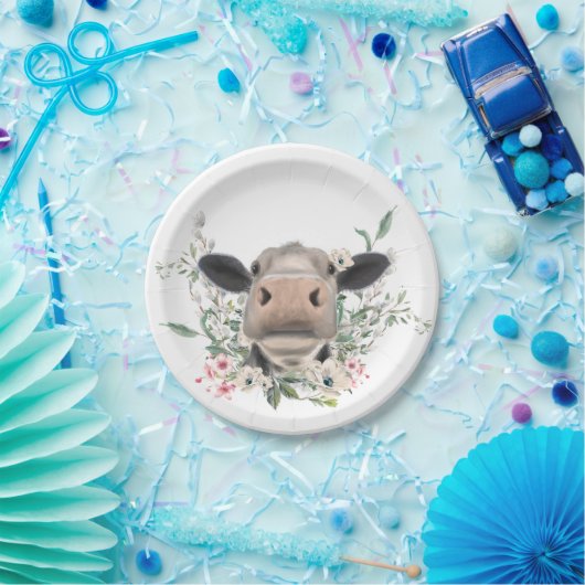 Blume Küssen, graues Zuchttier Pappteller (Party)