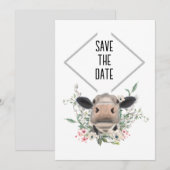 Blume Küssen, graues Zuchttier Save The Date (Vorne/Hinten)