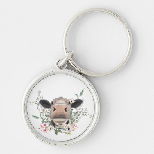 Blume Küssen, graues Zuchttier Schlüsselanhänger (Vorne)