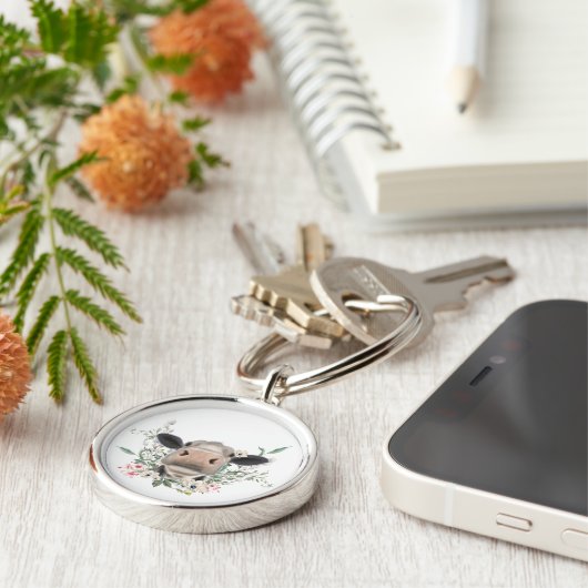 Blume Küssen, graues Zuchttier Schlüsselanhänger (Seite)