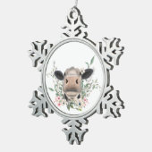 Blume Küssen, graues Zuchttier Schneeflocken Zinn-Ornament (Rechts)