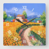 Blume La Provence Quadratische Wanduhr (Vorderseite)