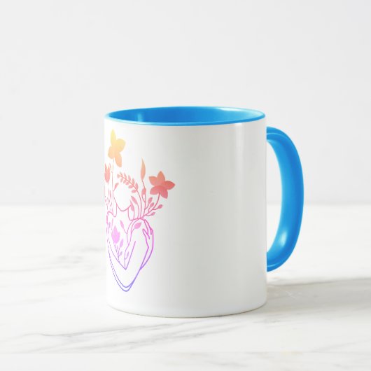 Blume Lady - Retro Blue Edition Tasse (VorderseiteRechts)