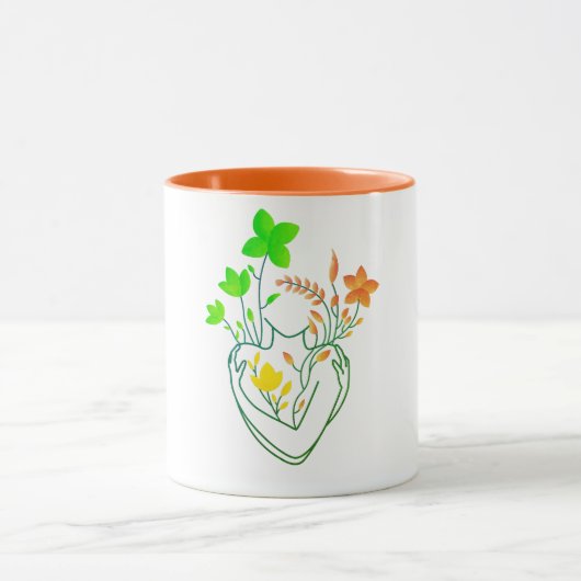 Blume Lady - Retro Orange Edition Tasse (Zentrum)