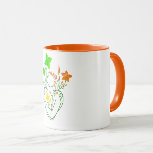 Blume Lady - Retro Orange Edition Tasse (VorderseiteRechts)