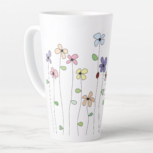 Blume & Ladybug Latte Tasse (Linke Ecke)