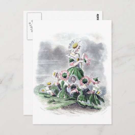 Blume Ladys Daisy Animated Blume Grandville Postkarte (Vorne/Hinten)