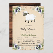 Blume Lamm-Babydusche Einladung (Vorne/Hinten)