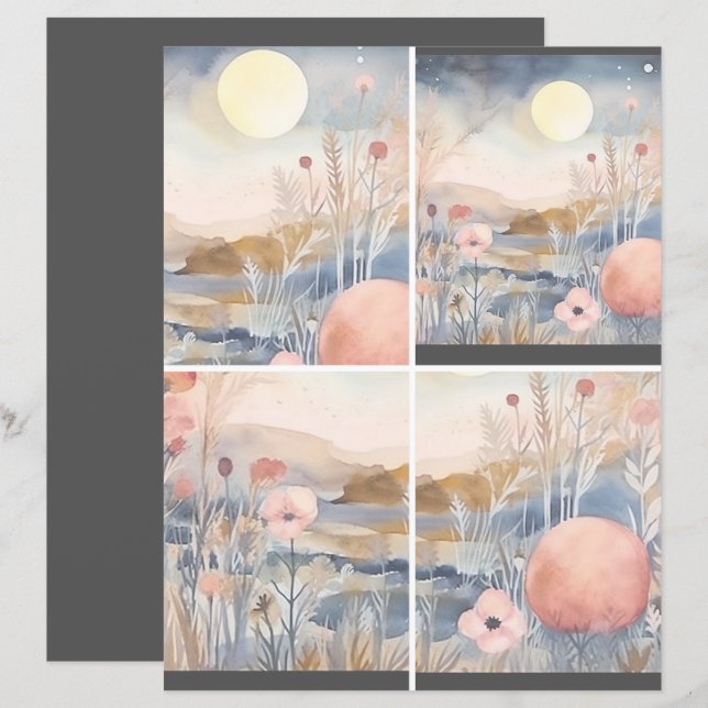 Blume Landschaft mit Mond 1 von 2 (Vorne/Hinten)