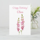 Blume Larkspur Feiertagskarte (Stehend Vorderseite)