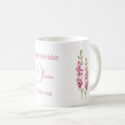 Blume Larkspur Kaffeetasse (VorderseiteRechts)