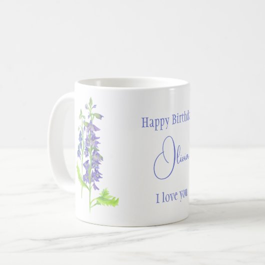 Blume Larkspur Kaffeetasse (Vorderseite Links)