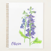 Blume Larkspur Wasserfarbenplaner Juli Planer (Vorderseite)
